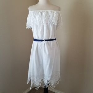 Merona White Crochet Off Shoulder Dress